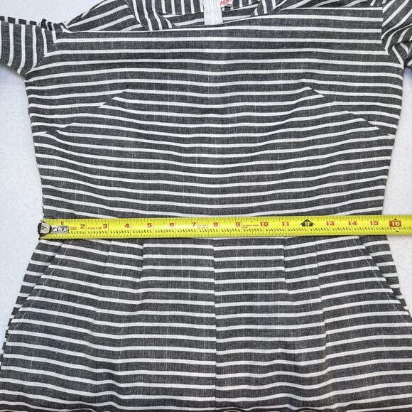 Mokingtop crop jumpsuit lightweight cotton black white stripes womens sz M - Picture 12 of 16